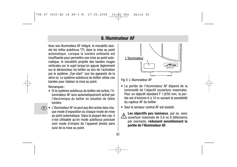 Illuminateur af | Metz MECABLITZ 34 AF-3 Minolta User Manual | Page 92 / 120