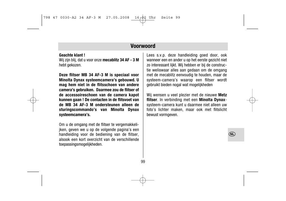 Metz MECABLITZ 34 AF-3 Minolta User Manual | Page 99 / 120