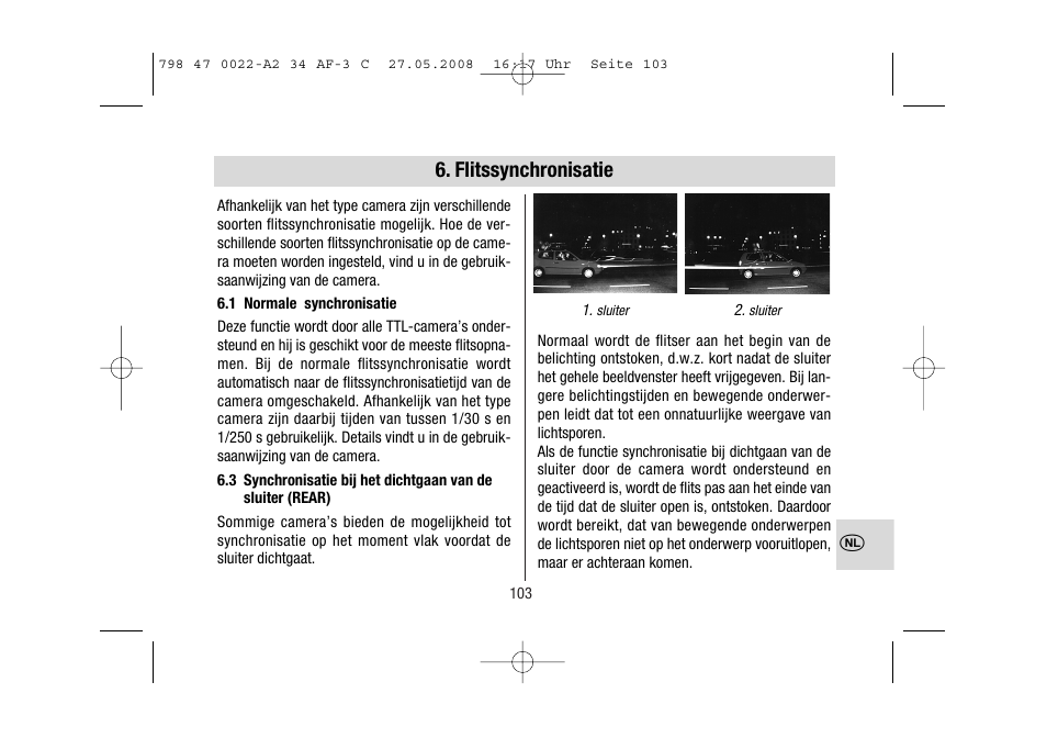 Flitssynchronisatie | Metz MECABLITZ 34 AF-3 Canon User Manual | Page 103 / 112