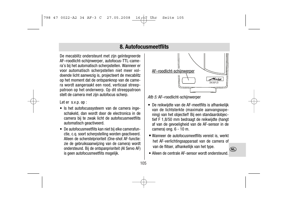 Autofocusmeetflits | Metz MECABLITZ 34 AF-3 Canon User Manual | Page 105 / 112