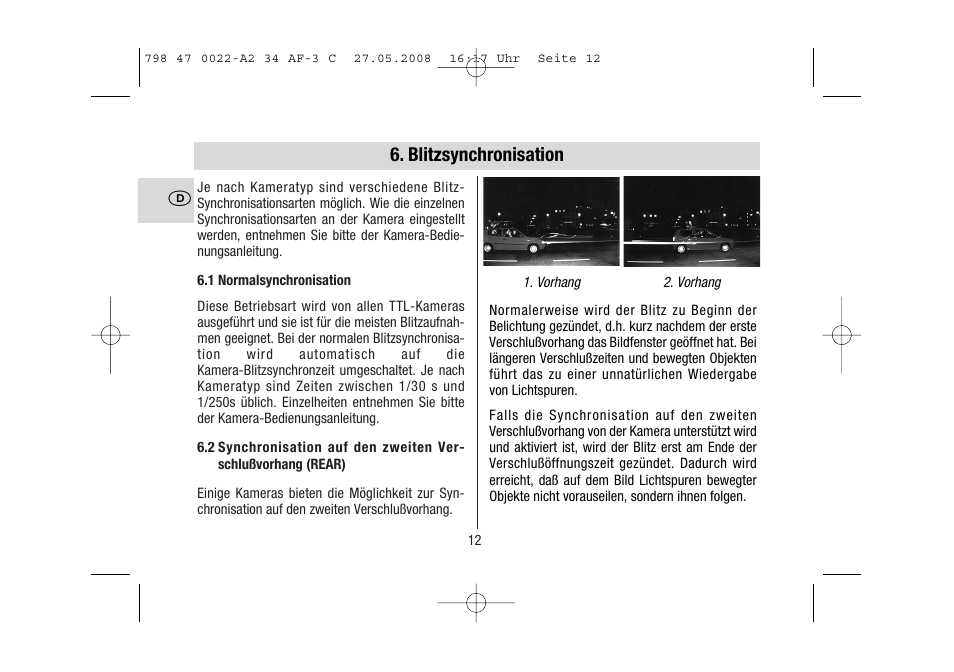 Blitzsynchronisation | Metz MECABLITZ 34 AF-3 Canon User Manual | Page 12 / 112