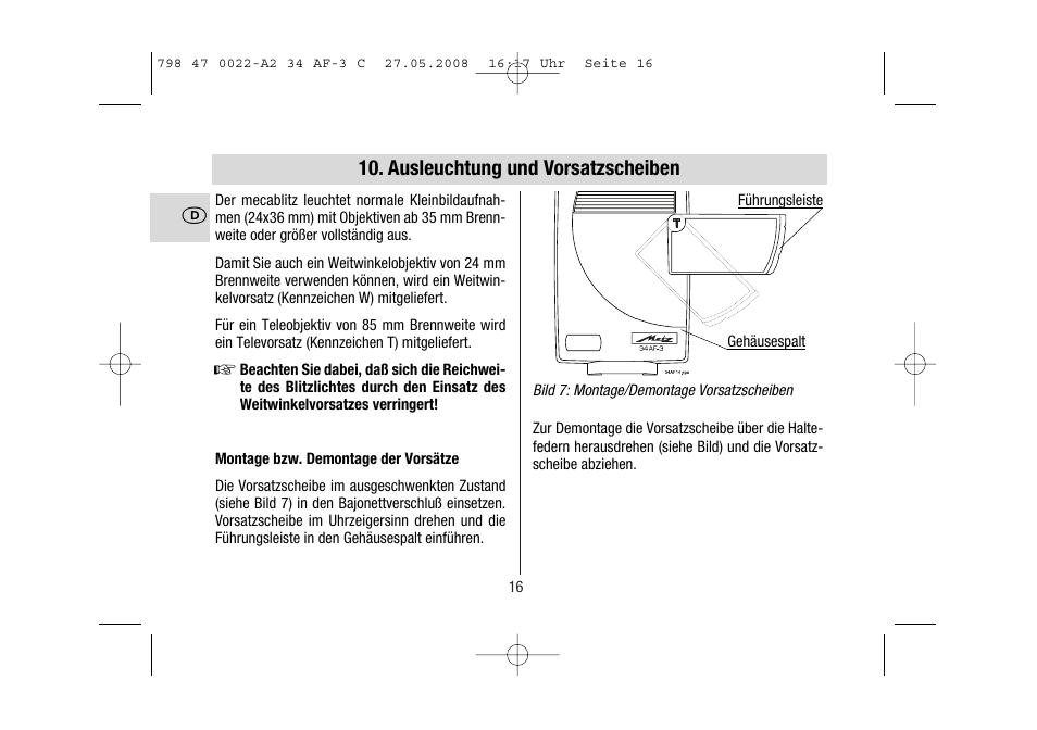 Metz MECABLITZ 34 AF-3 Canon User Manual | Page 16 / 112