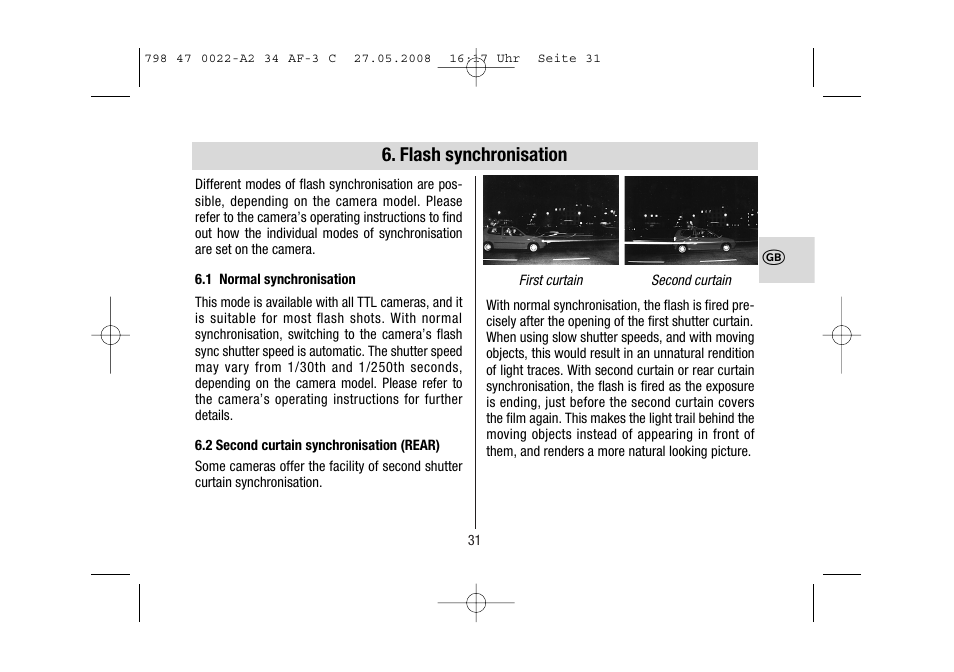 Flash synchronisation | Metz MECABLITZ 34 AF-3 Canon User Manual | Page 31 / 112