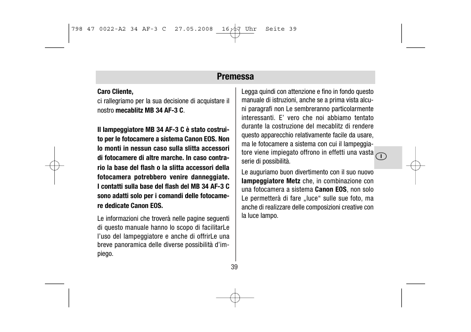 Metz MECABLITZ 34 AF-3 Canon User Manual | Page 39 / 112