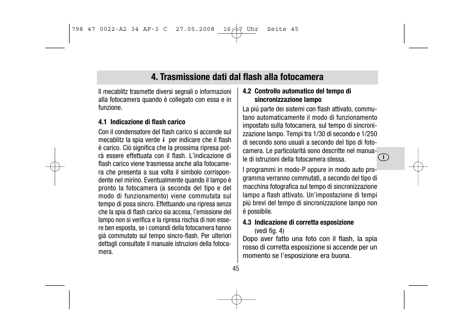 Trasmissione dati dal flash alla fotocamera | Metz MECABLITZ 34 AF-3 Canon User Manual | Page 45 / 112