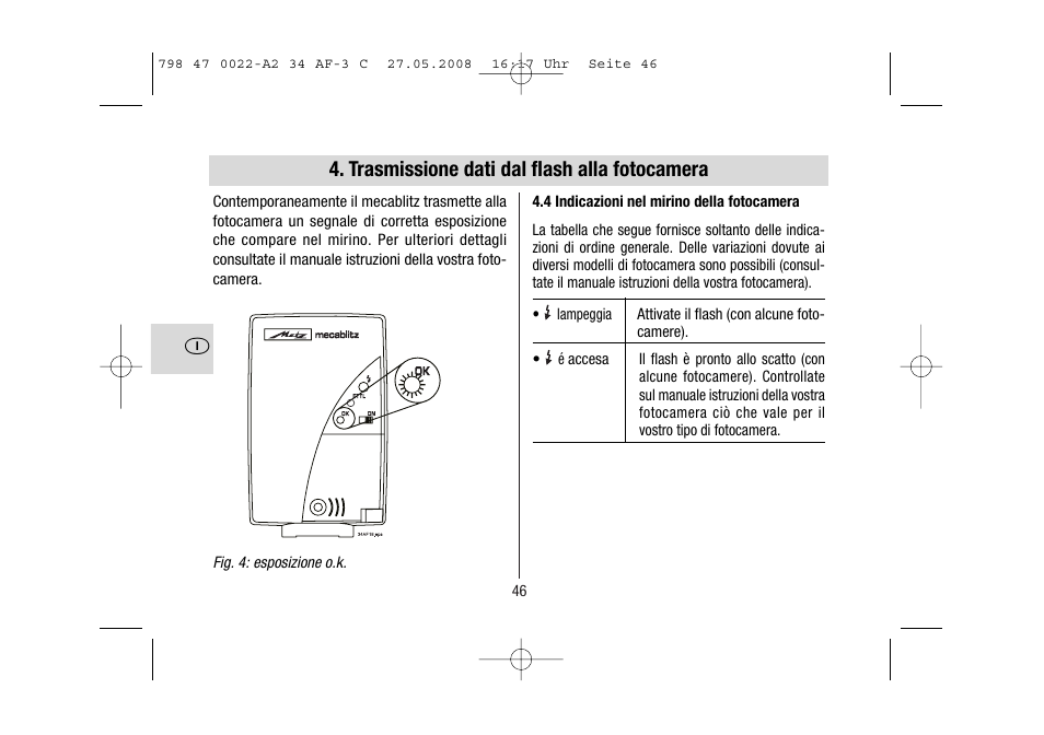 Trasmissione dati dal flash alla fotocamera | Metz MECABLITZ 34 AF-3 Canon User Manual | Page 46 / 112