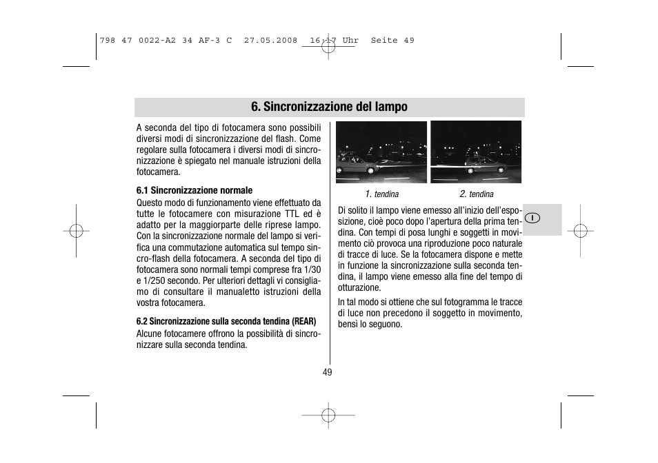 Sincronizzazione del lampo | Metz MECABLITZ 34 AF-3 Canon User Manual | Page 49 / 112