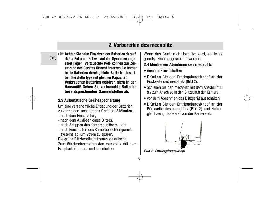 Metz MECABLITZ 34 AF-3 Canon User Manual | Page 6 / 112