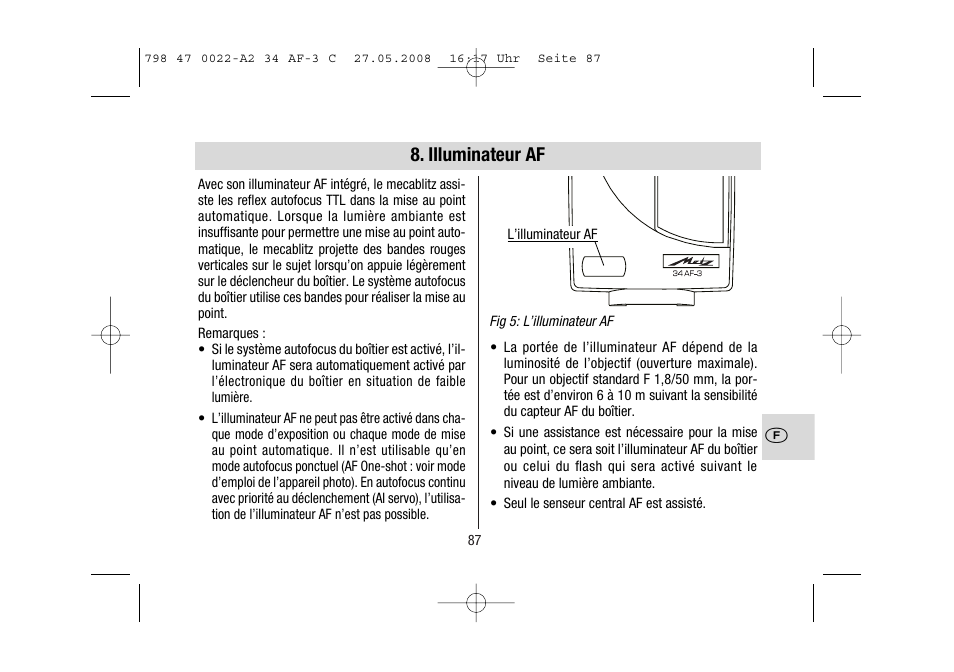 Illuminateur af | Metz MECABLITZ 34 AF-3 Canon User Manual | Page 87 / 112