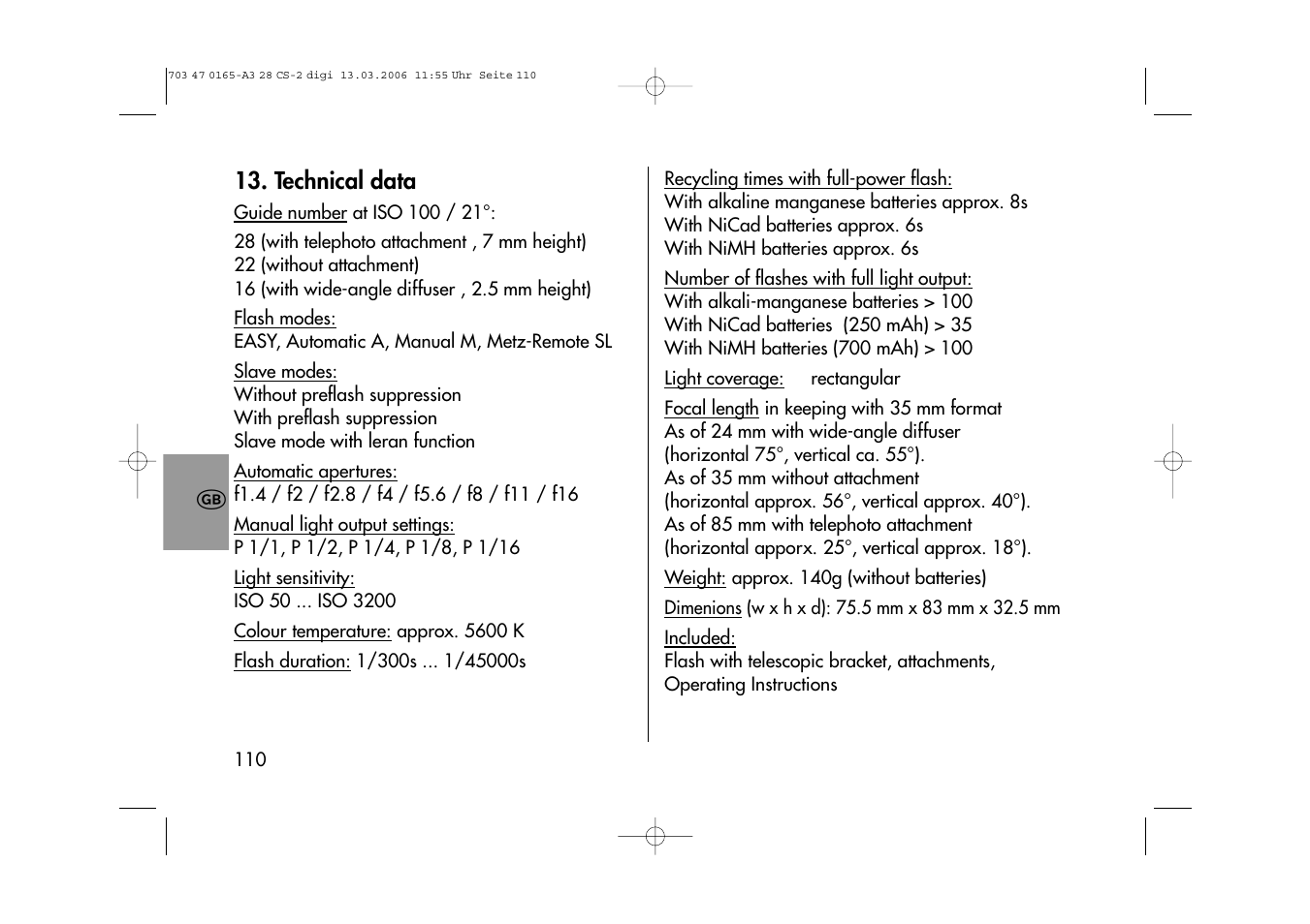 Metz MECABLITZ 28 CS-2 digital User Manual | Page 110 / 176