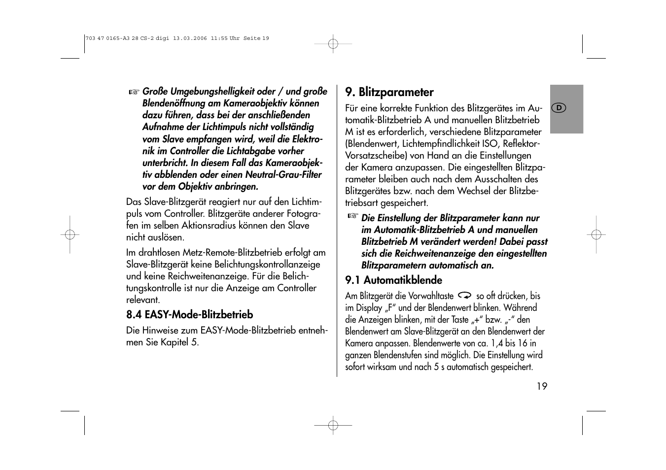 Metz MECABLITZ 28 CS-2 digital User Manual | Page 19 / 176