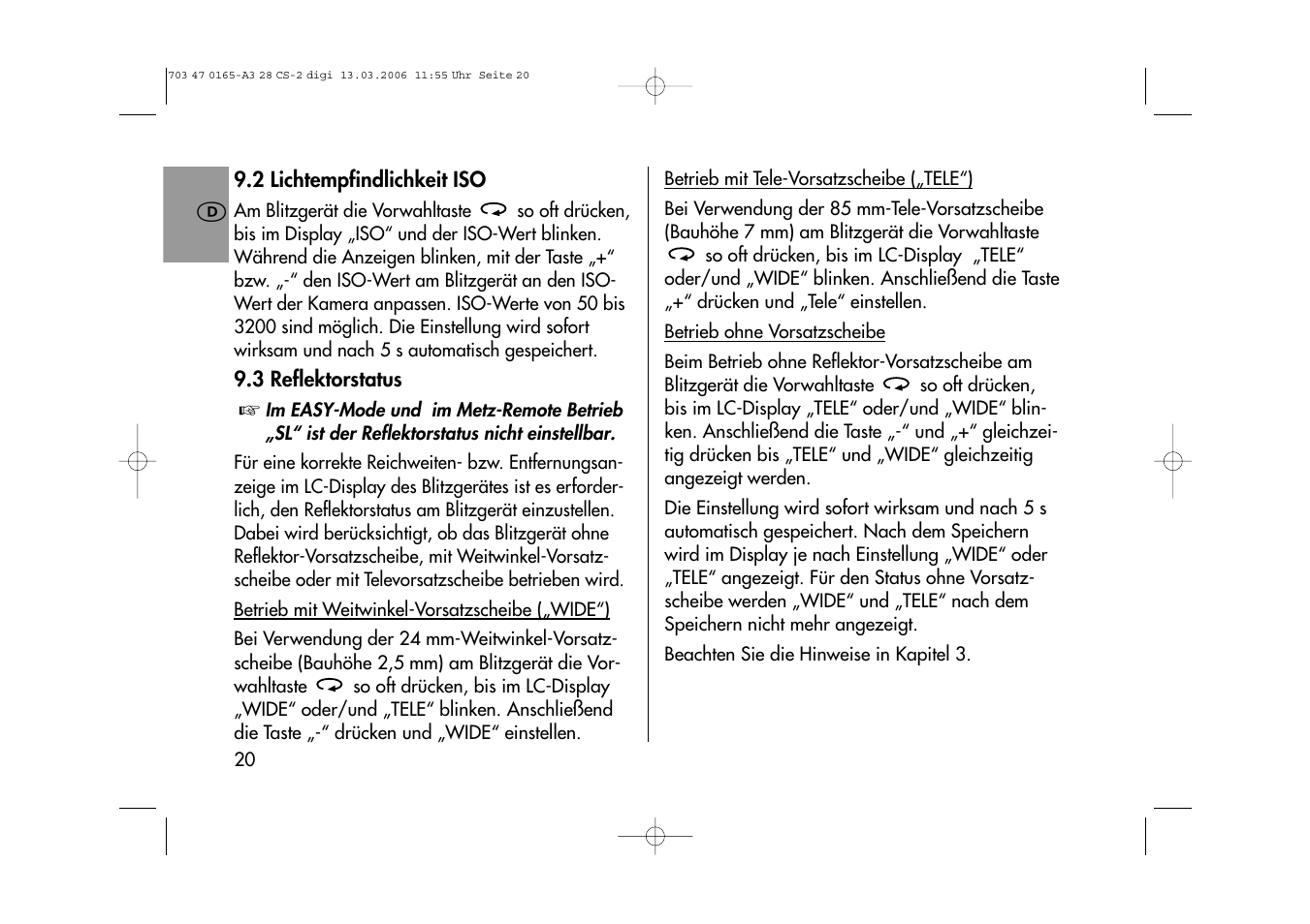 Metz MECABLITZ 28 CS-2 digital User Manual | Page 20 / 176