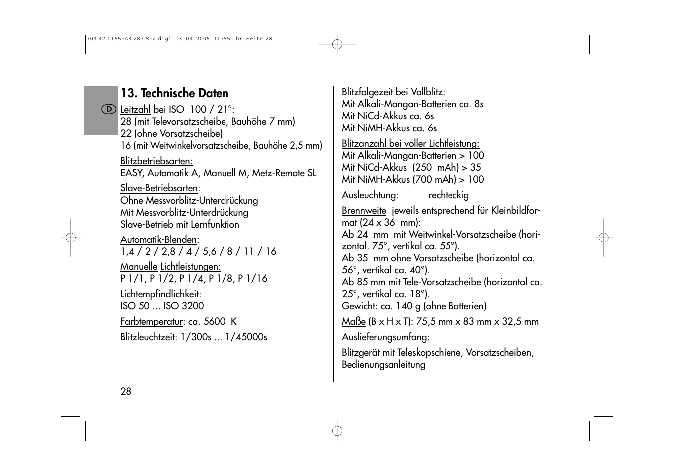 Metz MECABLITZ 28 CS-2 digital User Manual | Page 28 / 176