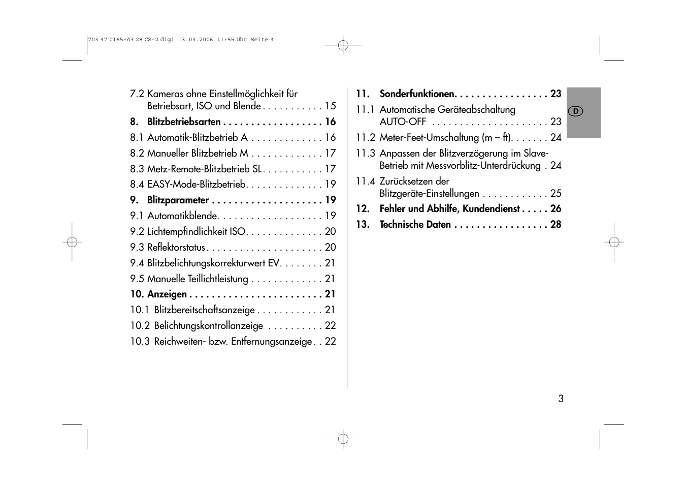 Metz MECABLITZ 28 CS-2 digital User Manual | Page 3 / 176