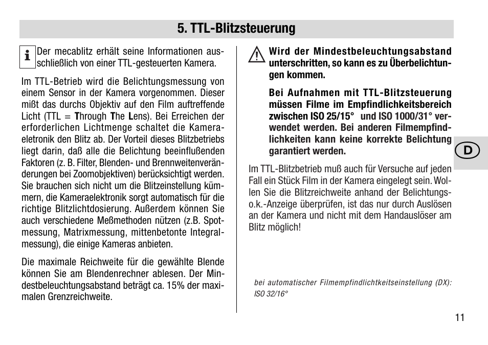 Ttl-blitzsteuerung | Metz MECABLITZ 28 AF-4 Minolta User Manual | Page 11 / 76