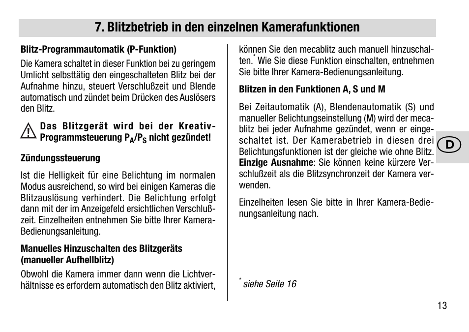 Blitzbetrieb in den einzelnen kamerafunktionen | Metz MECABLITZ 28 AF-4 Minolta User Manual | Page 13 / 76