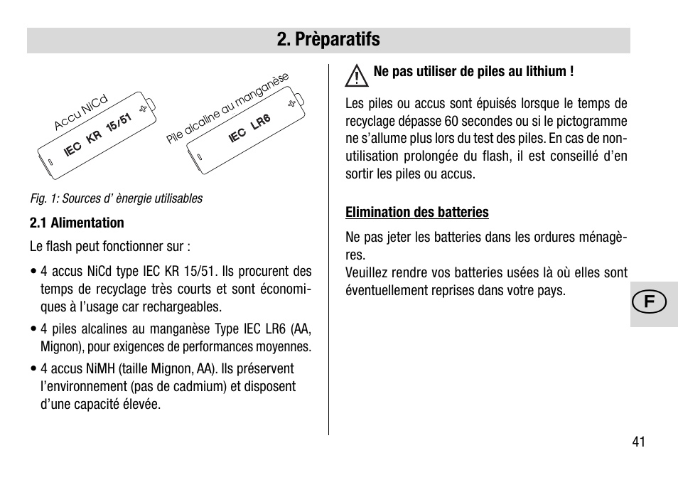 Prèparatifs | Metz MECABLITZ 28 AF-4 Minolta User Manual | Page 41 / 76