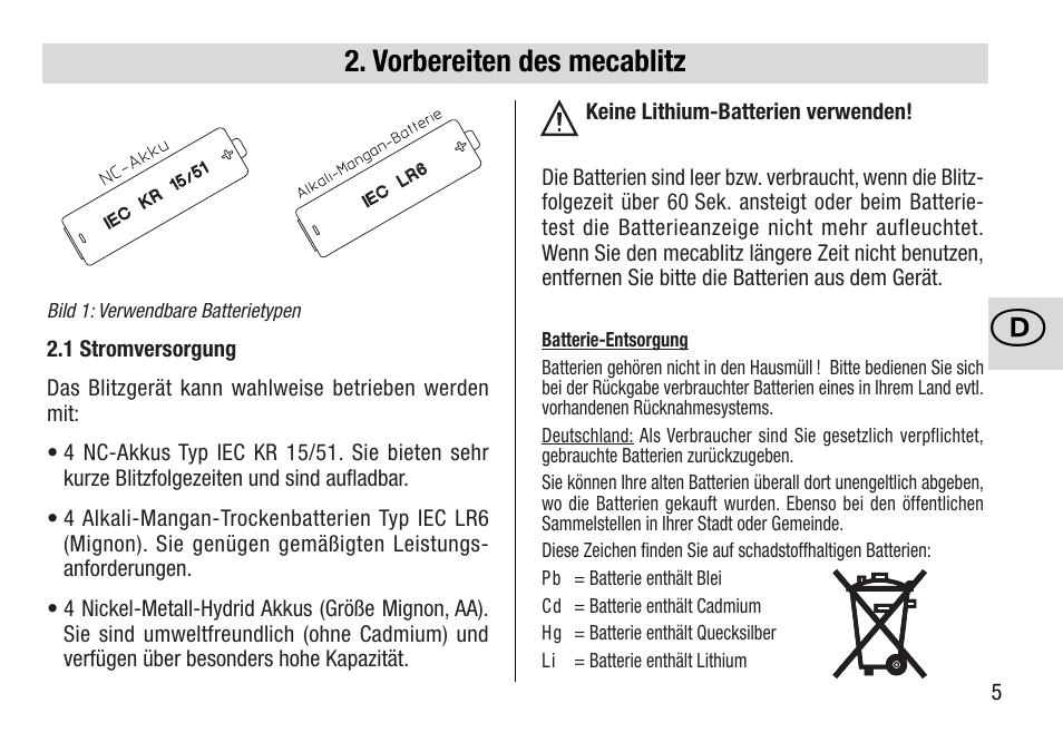 Vorbereiten des mecablitz | Metz MECABLITZ 28 AF-4 Minolta User Manual | Page 5 / 76