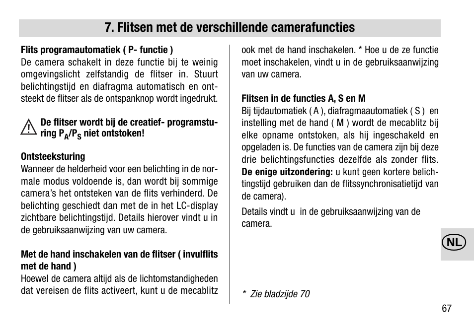 Flitsen met de verschillende camerafuncties | Metz MECABLITZ 28 AF-4 Minolta User Manual | Page 67 / 76