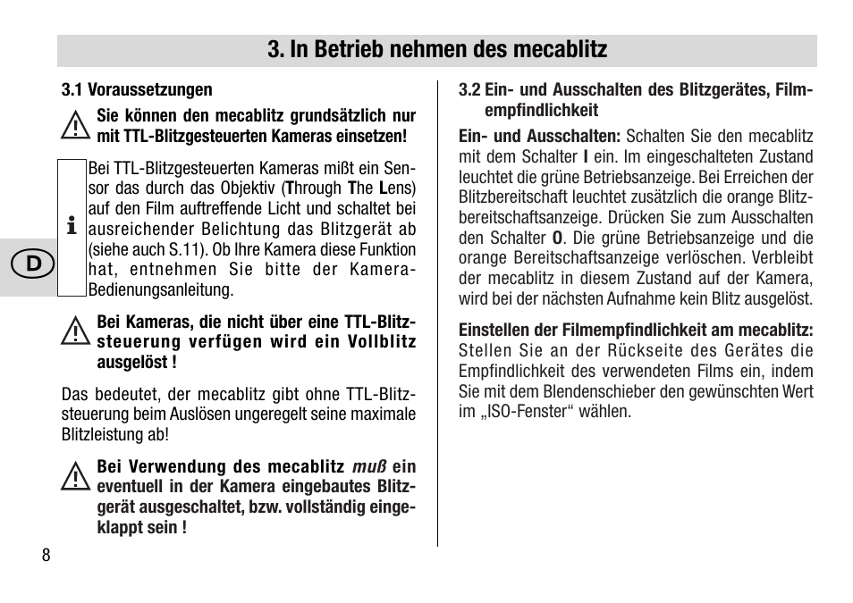 Metz MECABLITZ 28 AF-4 Minolta User Manual | Page 8 / 76