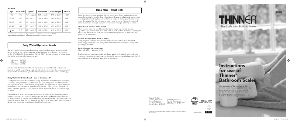 Conair TH313 User Manual | 2 pages