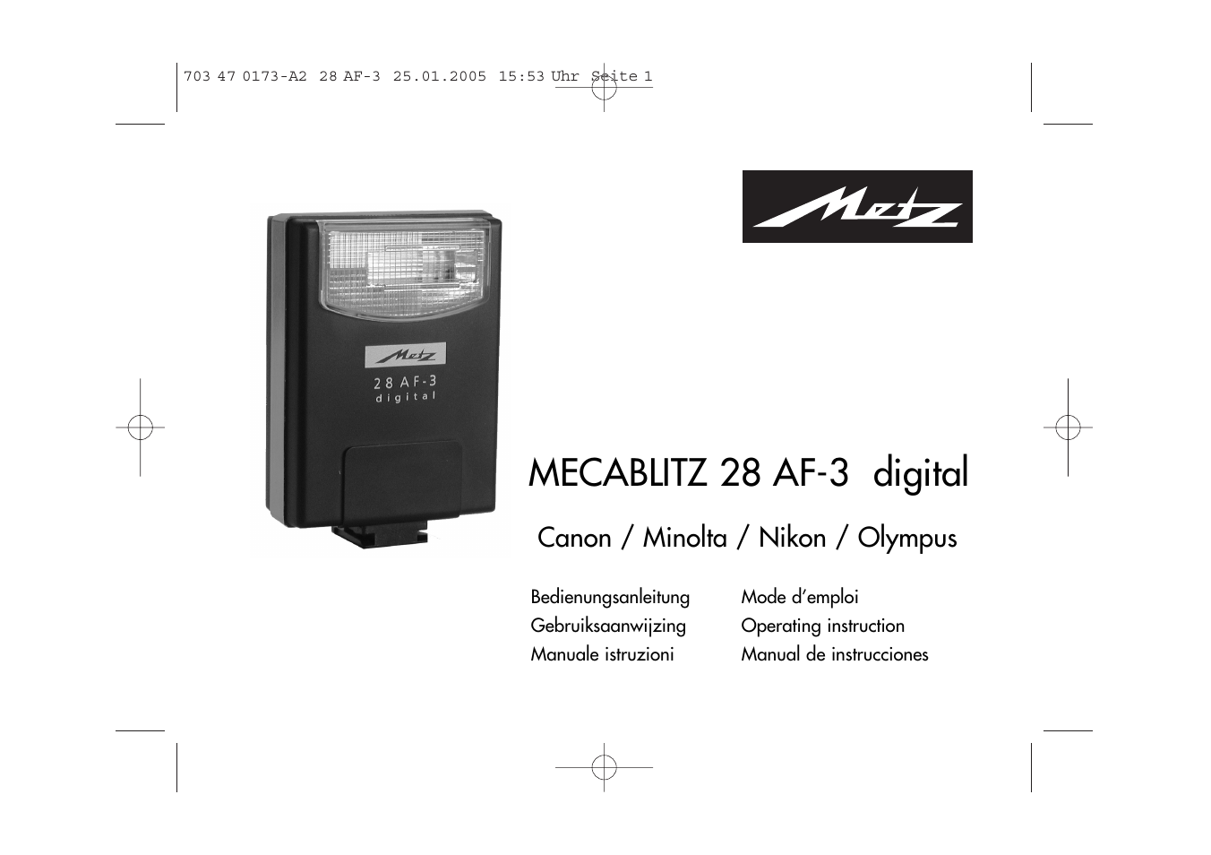 Metz MECABLITZ 28 AF-3 digital User Manual | 162 pages