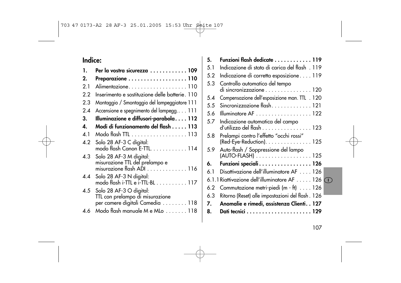 Indice | Metz MECABLITZ 28 AF-3 digital User Manual | Page 107 / 162