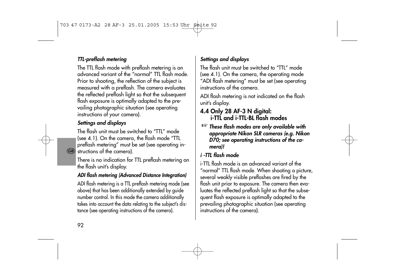 Metz MECABLITZ 28 AF-3 digital User Manual | Page 92 / 162