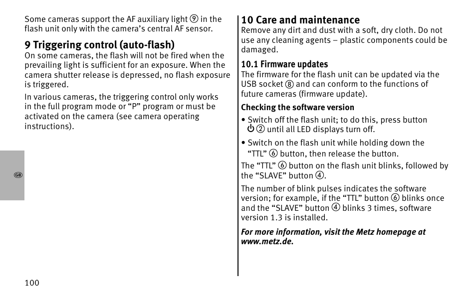 Metz MECABLITZ 26 AF-1 digital User Manual | Page 100 / 164