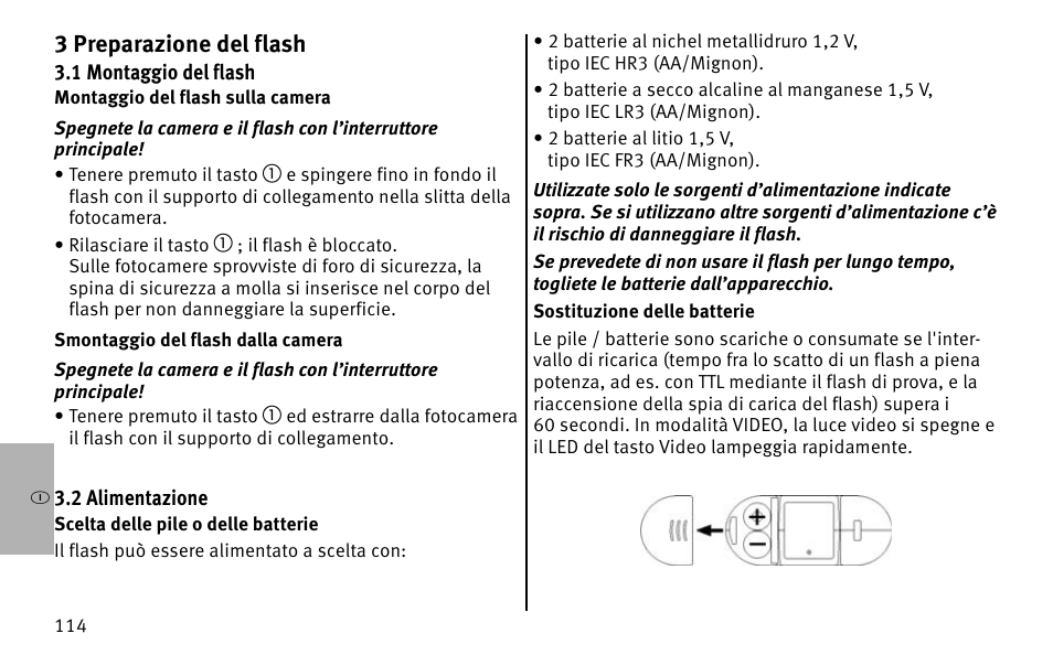 Ö3 preparazione del flash | Metz MECABLITZ 26 AF-1 digital User Manual | Page 114 / 164