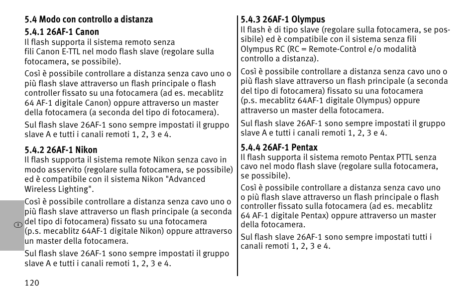 Metz MECABLITZ 26 AF-1 digital User Manual | Page 120 / 164