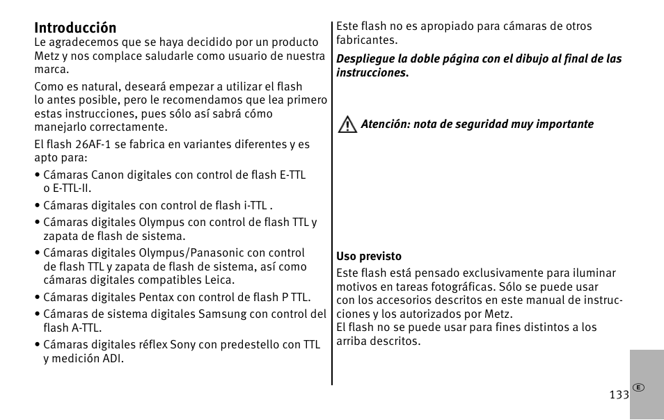 Cintroducción | Metz MECABLITZ 26 AF-1 digital User Manual | Page 133 / 164