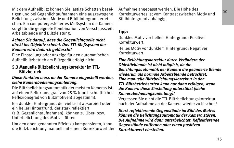 Metz MECABLITZ 26 AF-1 digital User Manual | Page 15 / 164