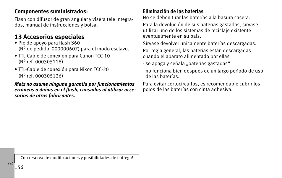 13 accesorios especiales | Metz MECABLITZ 26 AF-1 digital User Manual | Page 156 / 164