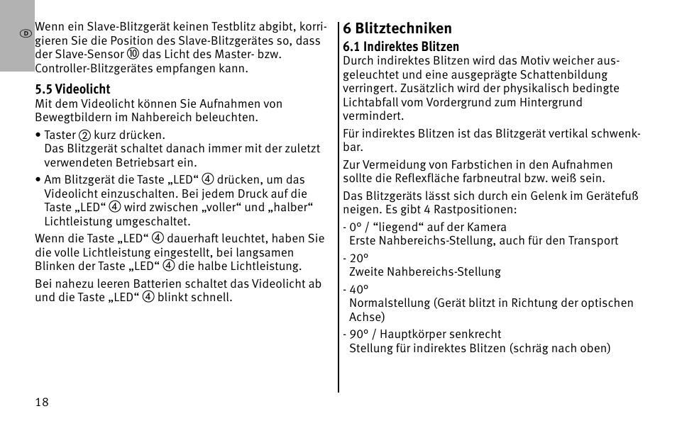 6 blitztechniken | Metz MECABLITZ 26 AF-1 digital User Manual | Page 18 / 164