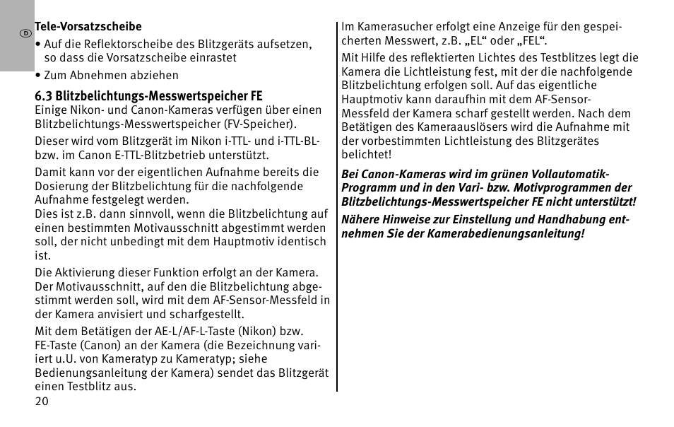 Metz MECABLITZ 26 AF-1 digital User Manual | Page 20 / 164