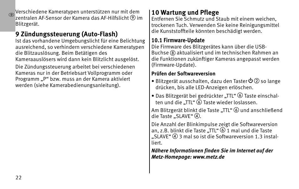 Metz MECABLITZ 26 AF-1 digital User Manual | Page 22 / 164