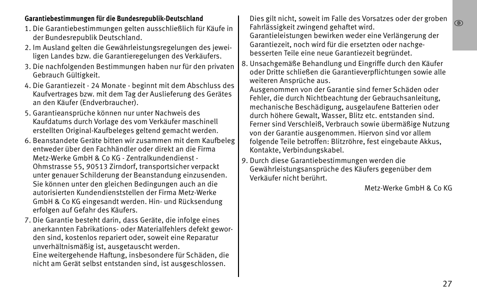 Metz MECABLITZ 26 AF-1 digital User Manual | Page 27 / 164