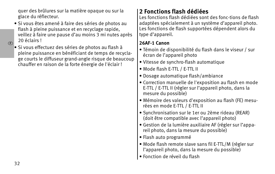 2 fonctions flash dédiées | Metz MECABLITZ 26 AF-1 digital User Manual | Page 32 / 164