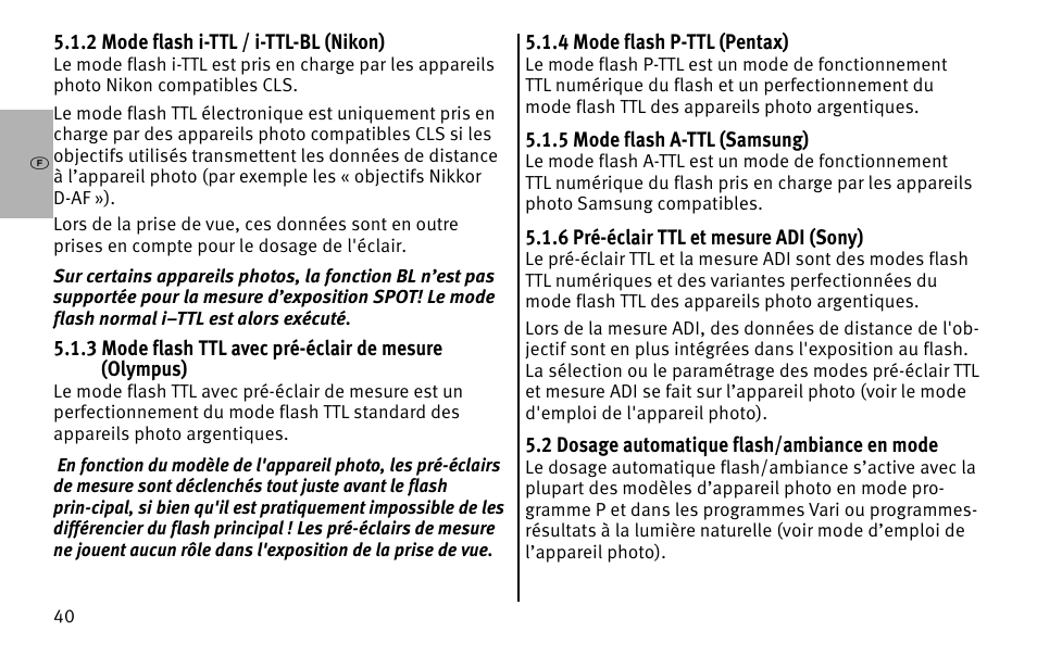 Metz MECABLITZ 26 AF-1 digital User Manual | Page 40 / 164