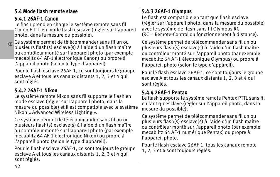 Metz MECABLITZ 26 AF-1 digital User Manual | Page 42 / 164