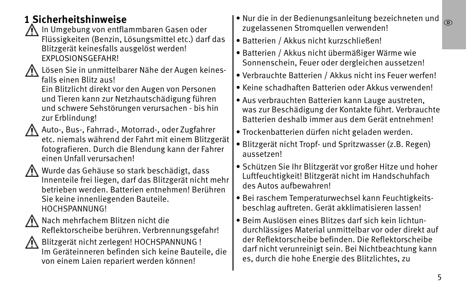 J1 sicherheitshinweise | Metz MECABLITZ 26 AF-1 digital User Manual | Page 5 / 164