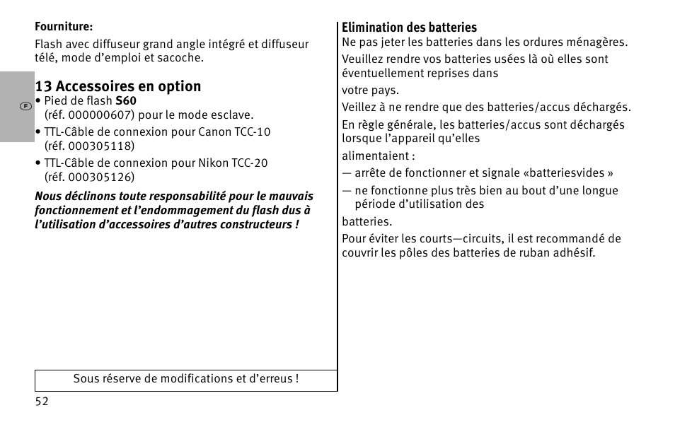 13 accessoires en option | Metz MECABLITZ 26 AF-1 digital User Manual | Page 52 / 164