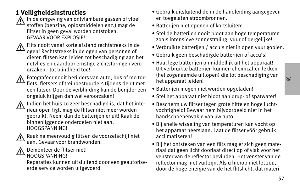 X1 veiligheidsinstructies | Metz MECABLITZ 26 AF-1 digital User Manual | Page 57 / 164