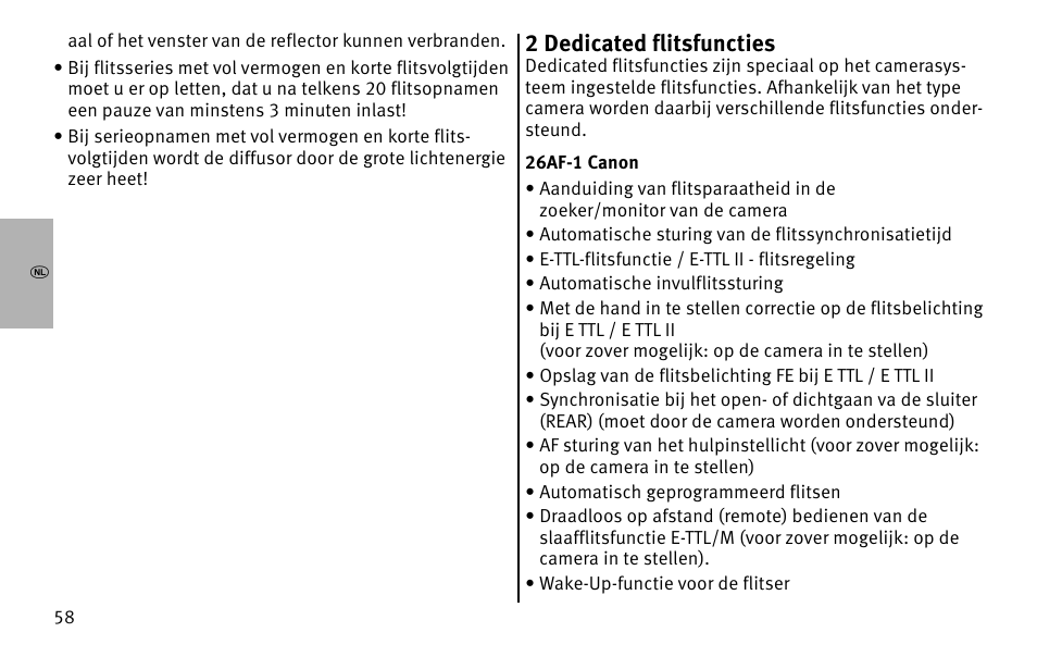 2 dedicated flitsfuncties | Metz MECABLITZ 26 AF-1 digital User Manual | Page 58 / 164