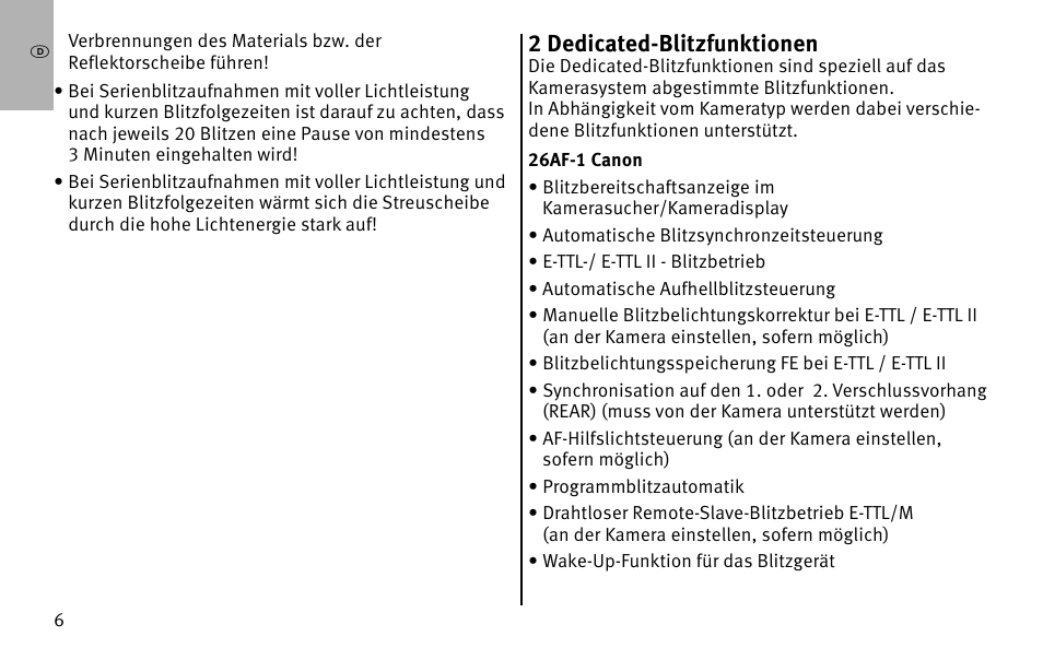 2 dedicated-blitzfunktionen | Metz MECABLITZ 26 AF-1 digital User Manual | Page 6 / 164