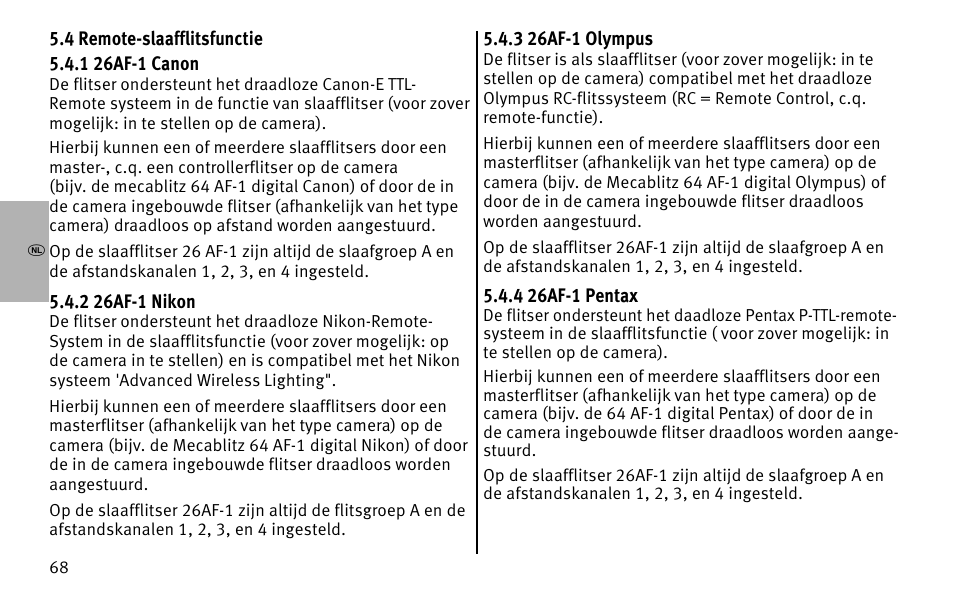 Metz MECABLITZ 26 AF-1 digital User Manual | Page 68 / 164