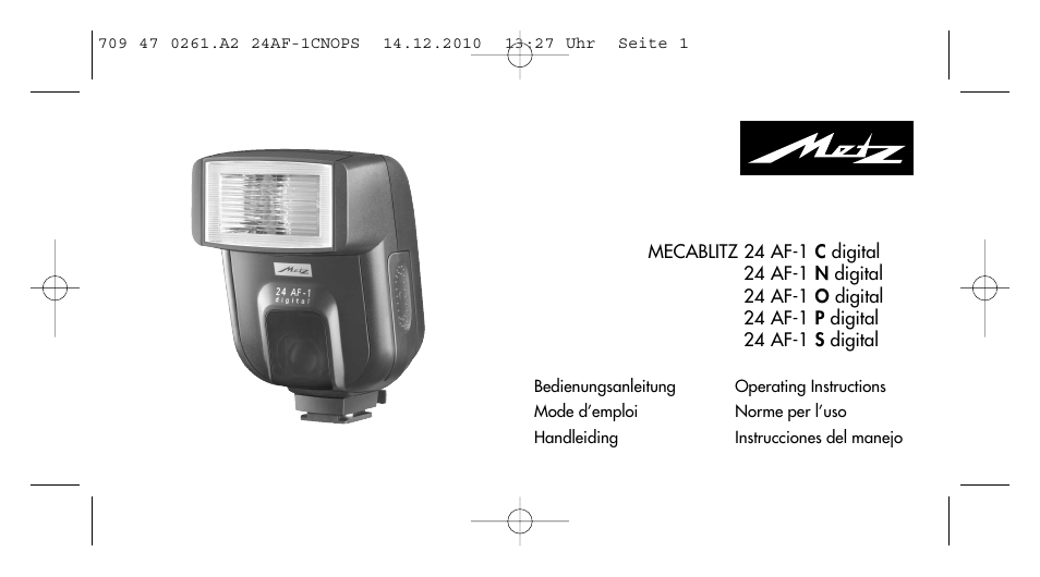 Metz MECABLITZ 24 AF-1 C_N_O_P_S digital User Manual | 164 pages