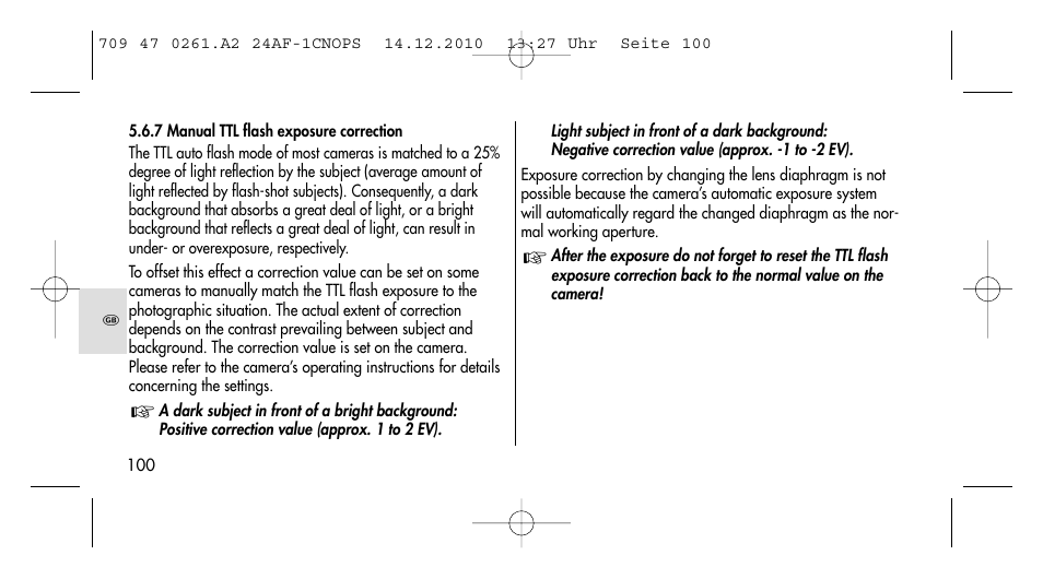 Metz MECABLITZ 24 AF-1 C_N_O_P_S digital User Manual | Page 100 / 164