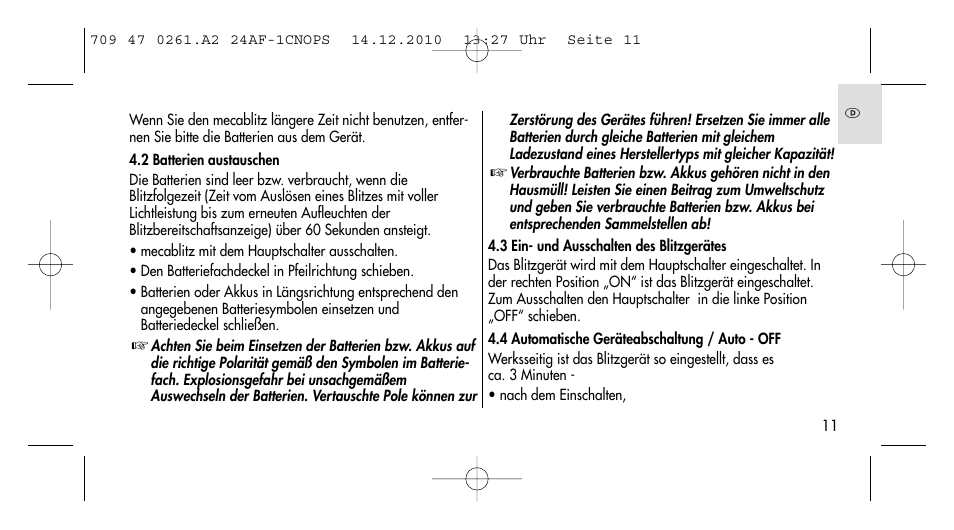 Metz MECABLITZ 24 AF-1 C_N_O_P_S digital User Manual | Page 11 / 164
